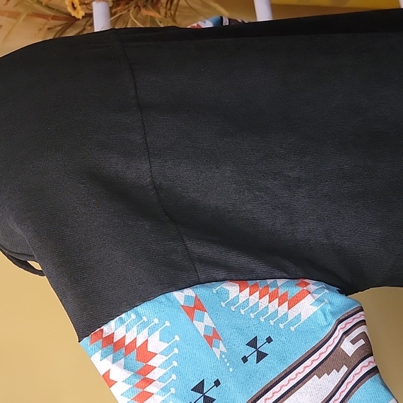 Aztec button down, teal, black long sleeve, shacket - Picture 5 of 8
